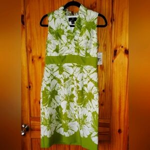 Ronnie Nicole Green White Floral Sleeveless Dress Everyday Evening NWT